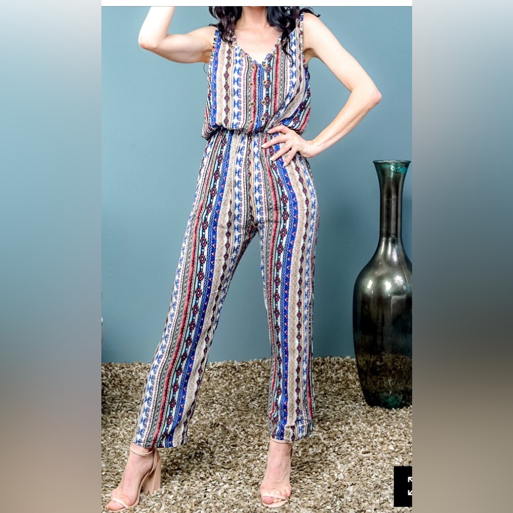 NWT Sleeveless Jumpsuit with Open Back Paisley Print Boho Y2k jumper